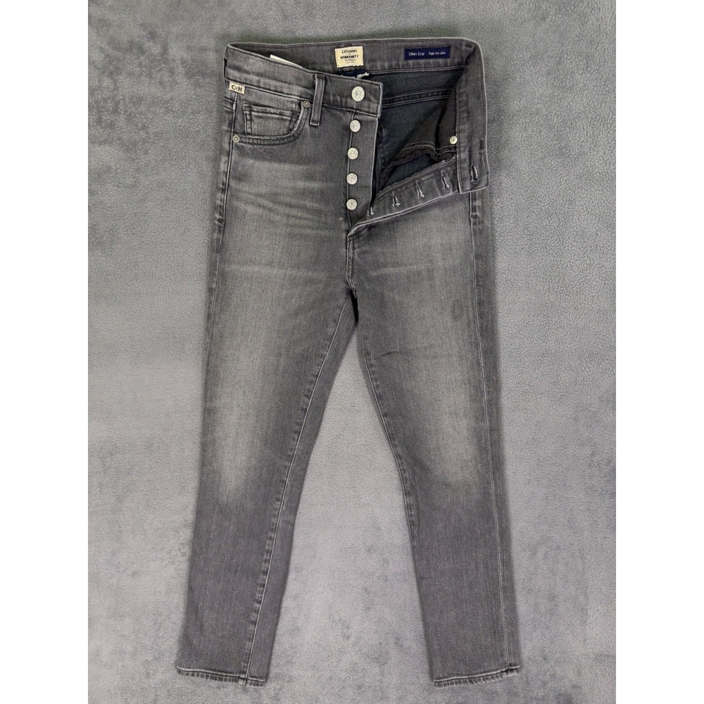 Citizens Of Humanity Jeans Womens 24 Black Faded‎ Olivia Crop High Rise Slim